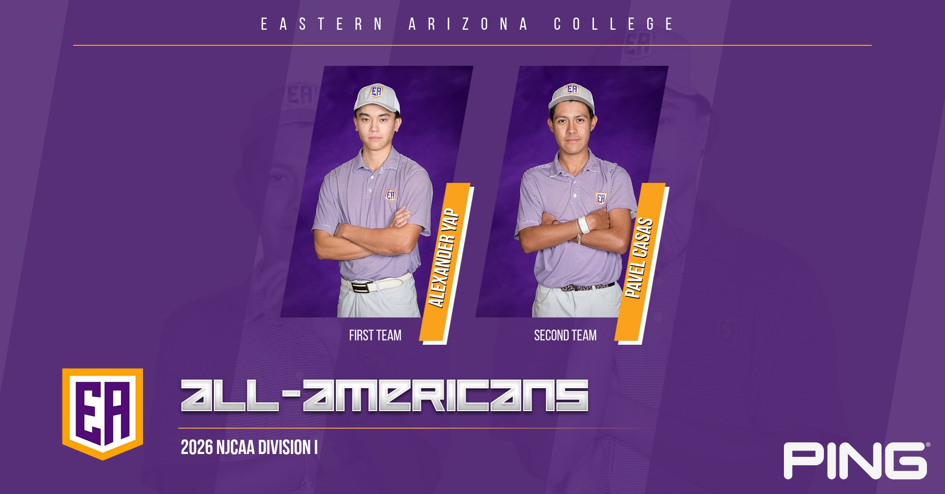 2026 NJCAA All-American | Alexander Yap, First Team; Pavel Casas, Second Team