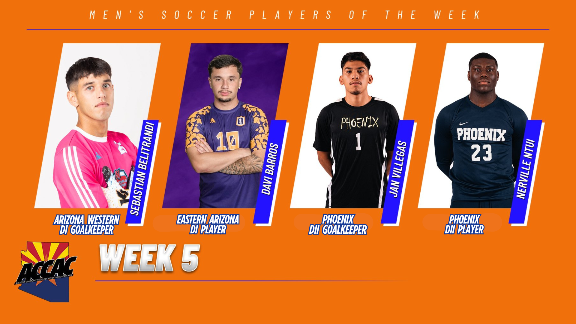 Barros Named ACCAC Men's Soccer Players of the Week - Week 5